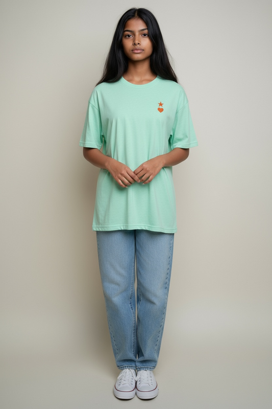 AUNO Heather Mint & Orange Womens T-Shirt - AUNO