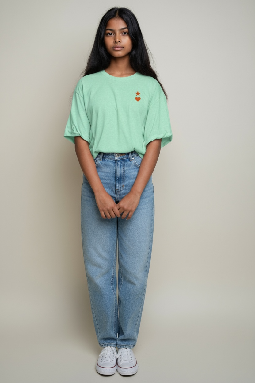 AUNO Heather Mint & Orange Womens T-Shirt - AUNO