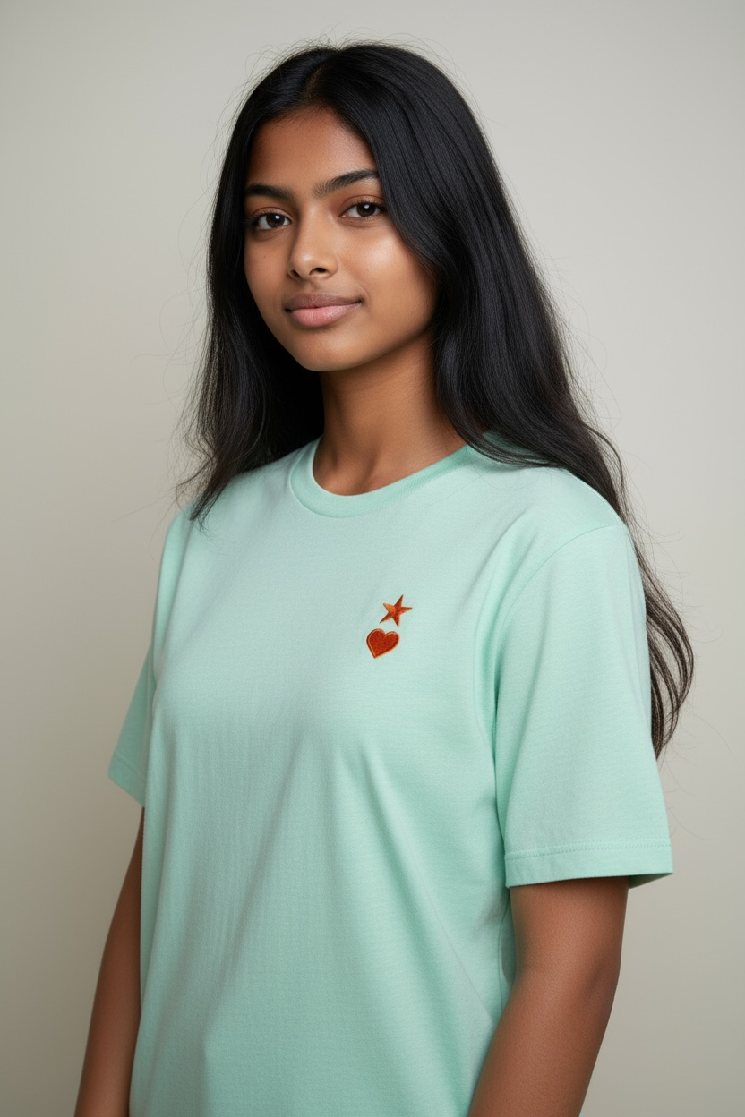AUNO Heather Mint & Orange Womens T-Shirt - AUNO