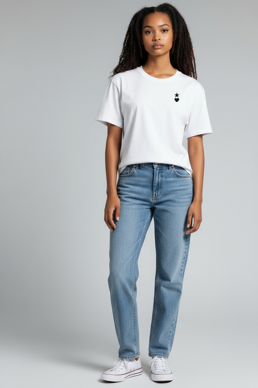 AUNO White & Black Womens T-Shirt - AUNO