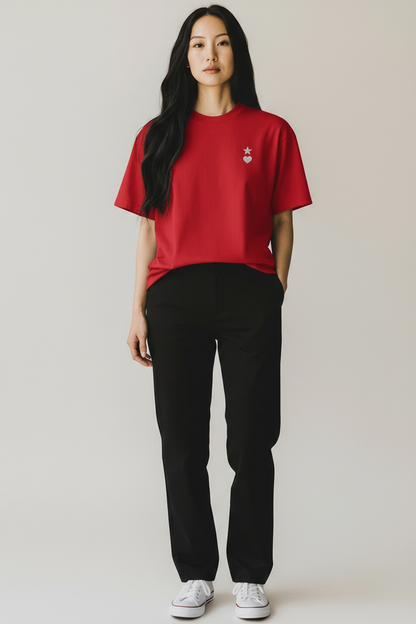 AUNO Red & White Womens T-Shirt - AUNO