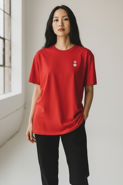 AUNO Red & White Womens T-Shirt - AUNO