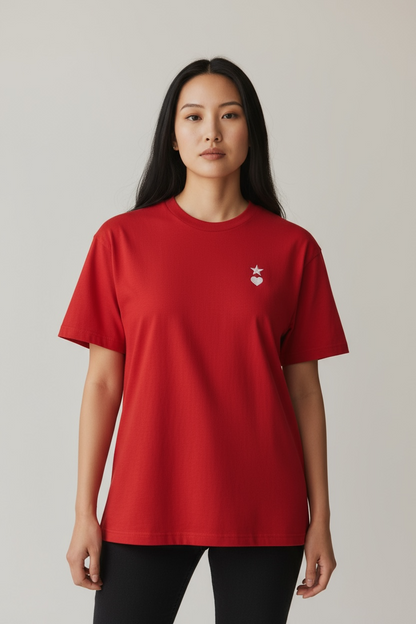 AUNO Red & White Womens T-Shirt - AUNO