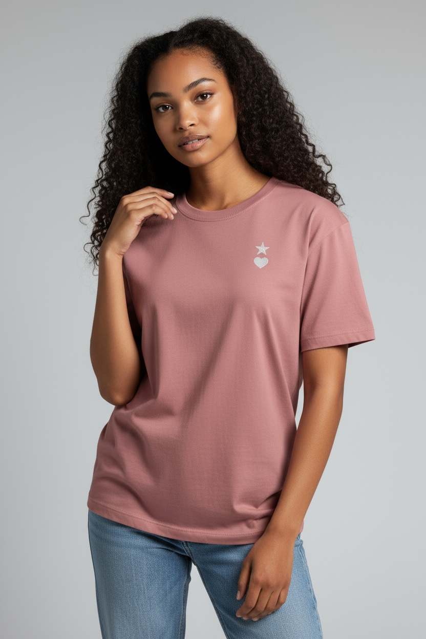 AUNO Mauve & White Womens T-Shirt - AUNO