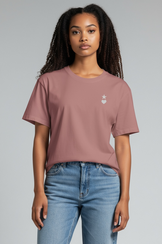 AUNO Mauve & White Womens T-Shirt - AUNO