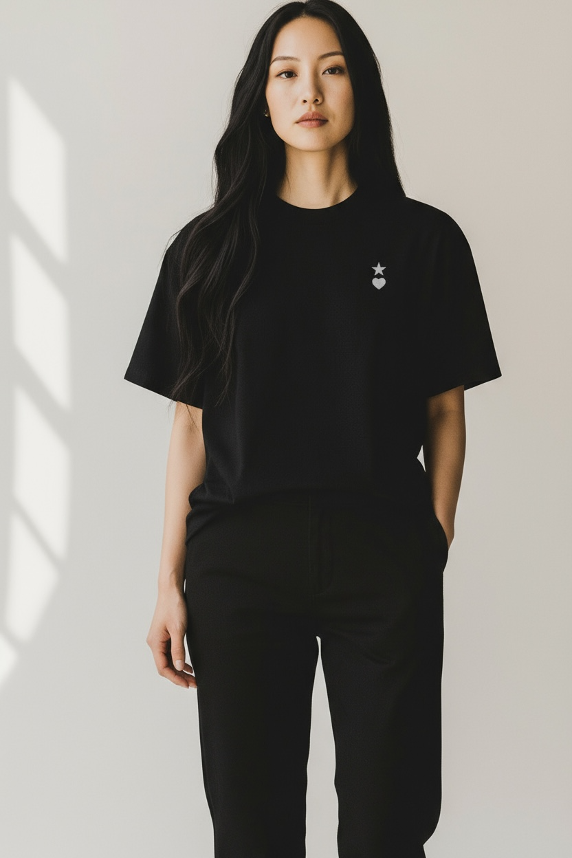 AUNO Black & White Womens T-Shirt - AUNO