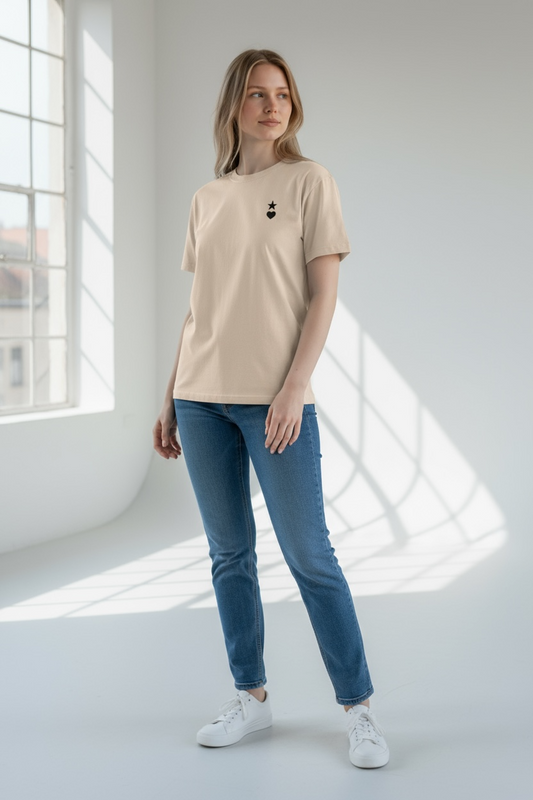 AUNO Soft Cream & Black Womens T-Shirt - AUNO