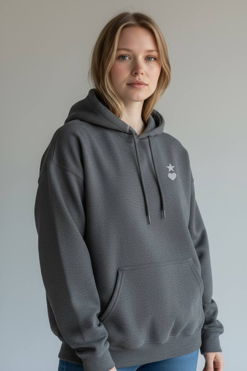 AUNO Graphite Heather & White Womens Hoodie - AUNO