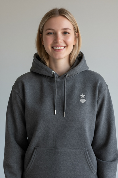 AUNO Heather Sport Dark Navy & White Womens Hoodie - AUNO