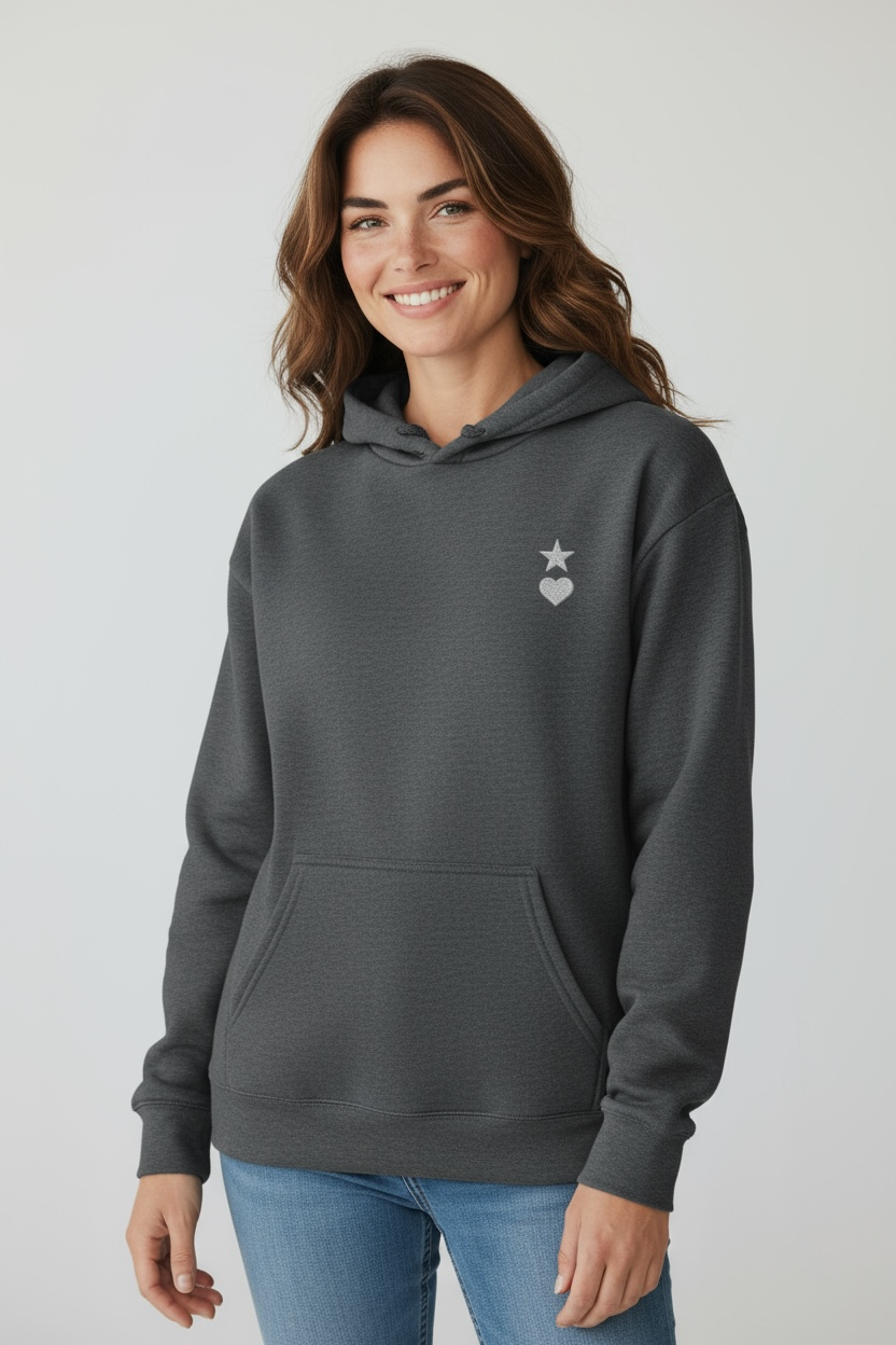 AUNO Dark Heather & White Womens Hoodie - AUNO