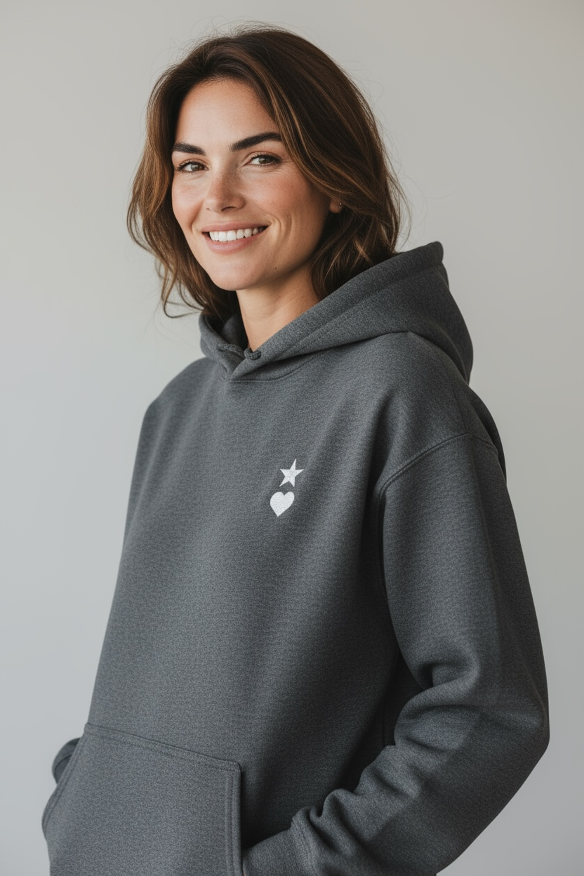 AUNO Dark Heather & White Womens Hoodie - AUNO