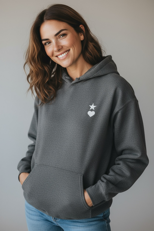 AUNO Dark Heather & White Womens Hoodie - AUNO