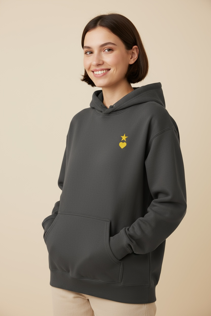AUNO Charcoal & Yellow Womens Hoodie - AUNO