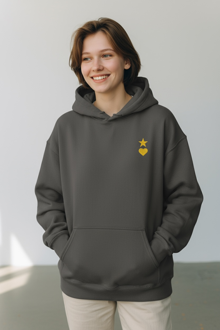 AUNO Charcoal & Yellow Womens Hoodie - AUNO