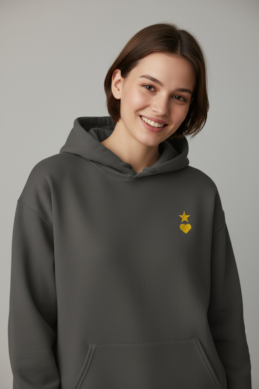 AUNO Charcoal & Yellow Womens Hoodie - AUNO