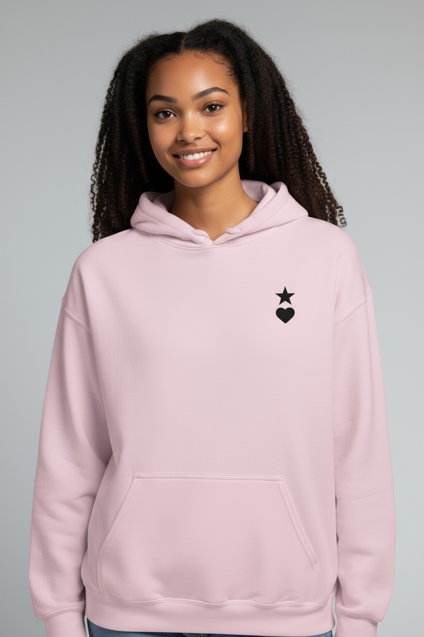 AUNO Light Pink & Black Womens Hoodie - AUNO