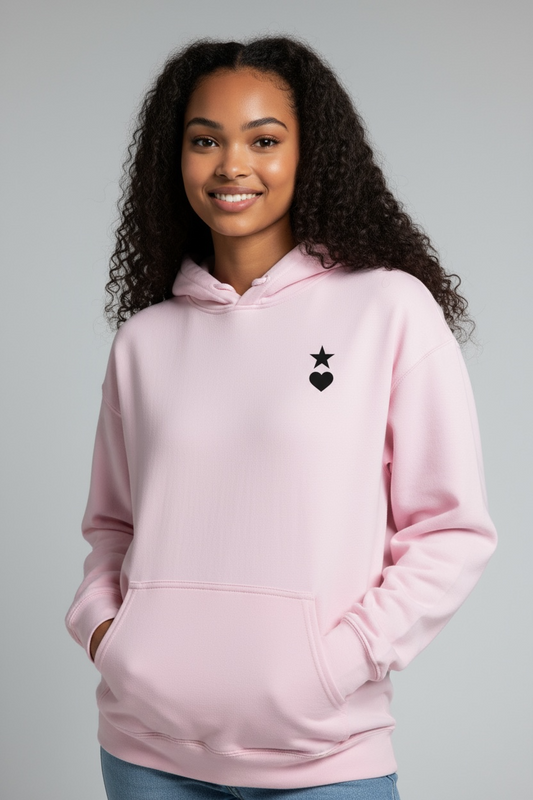 AUNO Light Pink & Black Womens Hoodie - AUNO
