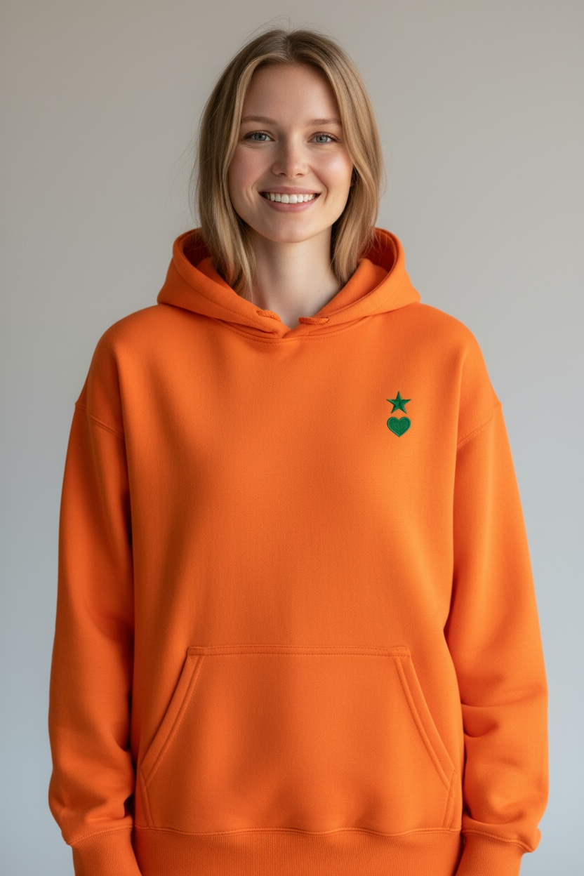 AUNO Orange & Green Womens Hoodie - AUNO