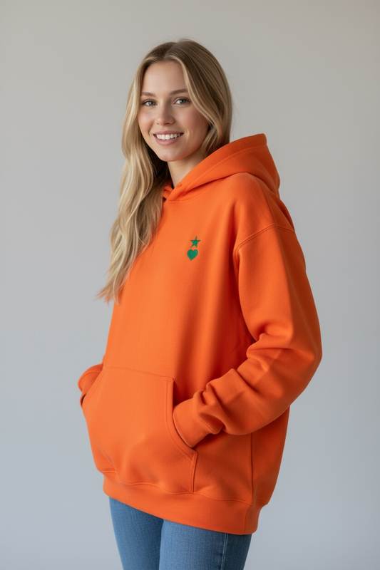 AUNO Orange & Green Womens Hoodie - AUNO