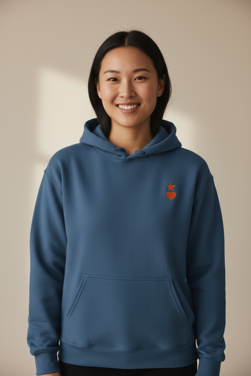 AUNO Indigo Blue & Orange Womens Hoodie - AUNO