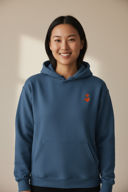 AUNO Indigo Blue & Orange Womens Hoodie - AUNO
