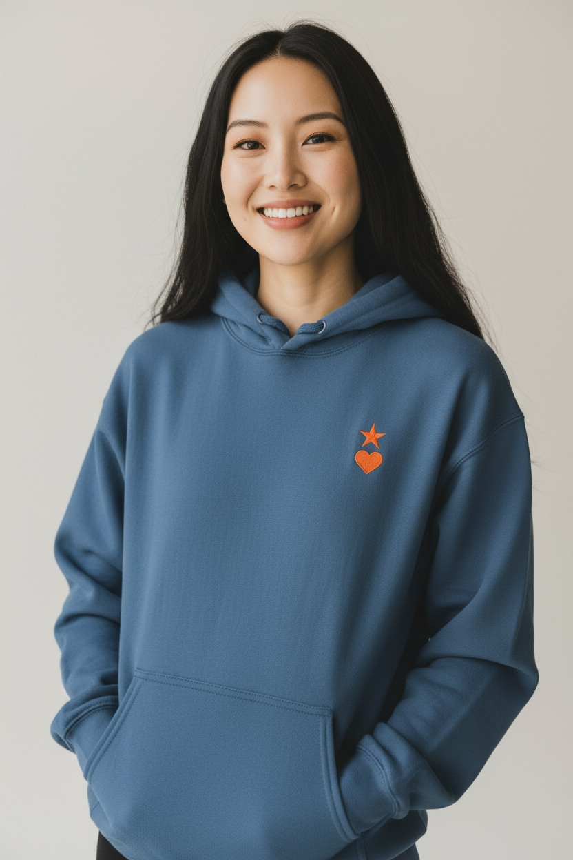 AUNO Indigo Blue & Orange Womens Hoodie - AUNO