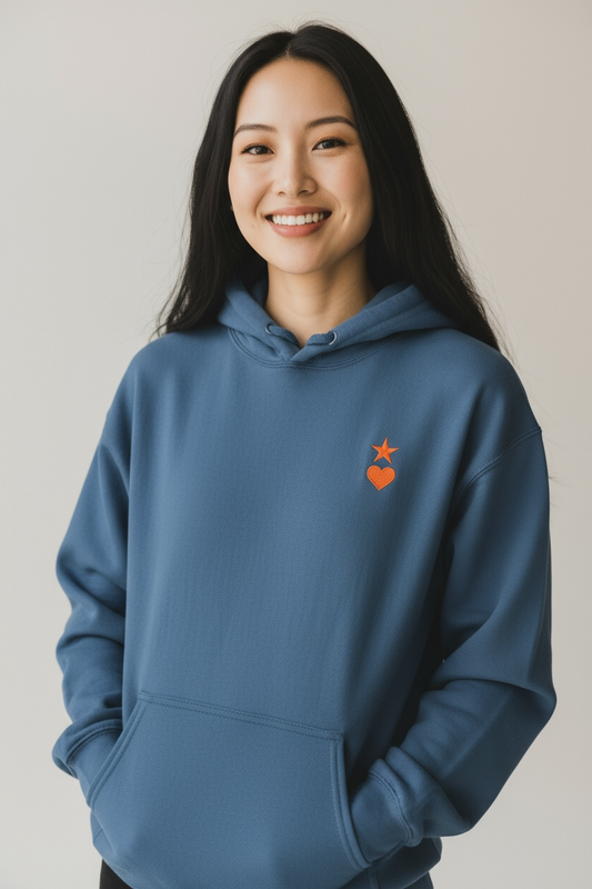 AUNO Indigo Blue & Orange Womens Hoodie - AUNO