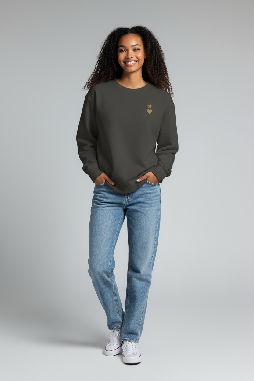 AUNO Vintage Black & Gold Womens Premium Sweatshirt - AUNO