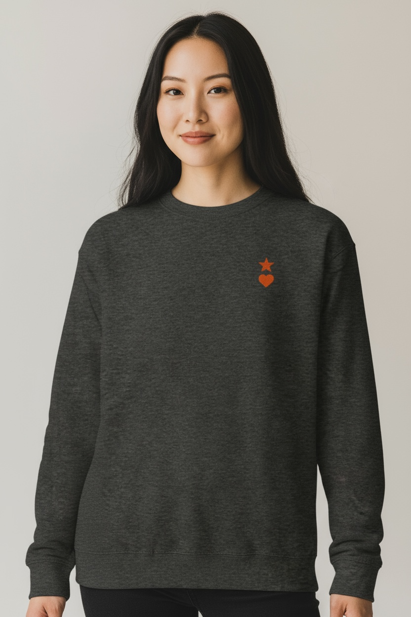 AUNO Charcoal Heather & Orange Womens Premium Sweatshirt - AUNO