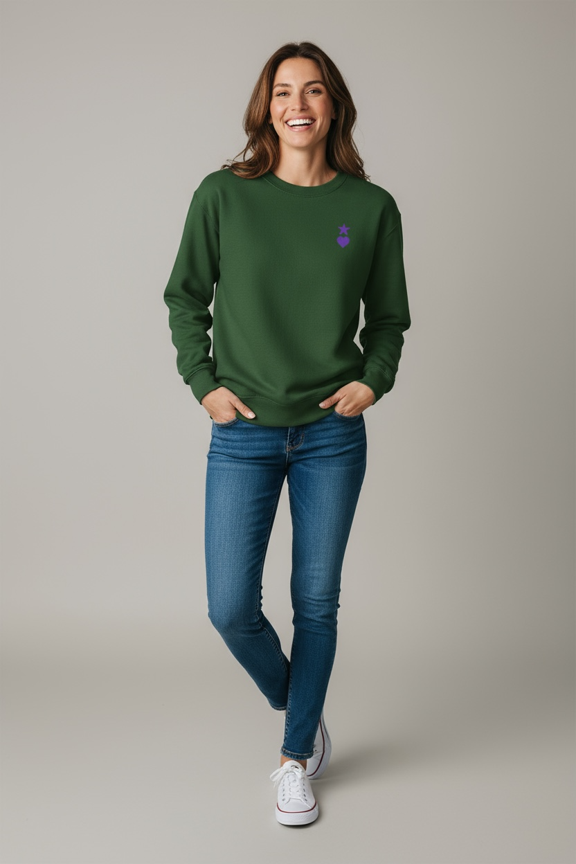 AUNO Green & Purple Womens Premium Sweatshirt - AUNO