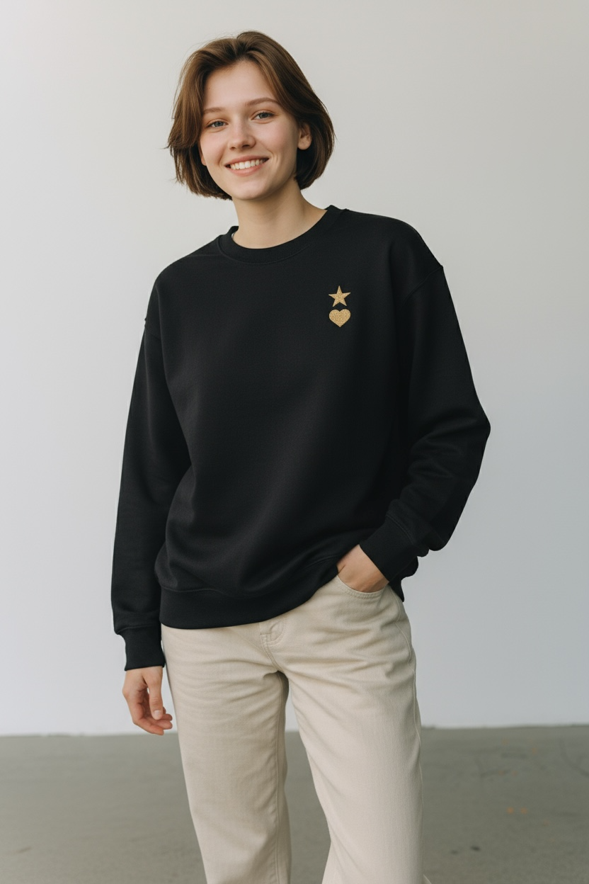 AUNO Black & Gold Womens Premium Sweatshirt - AUNO