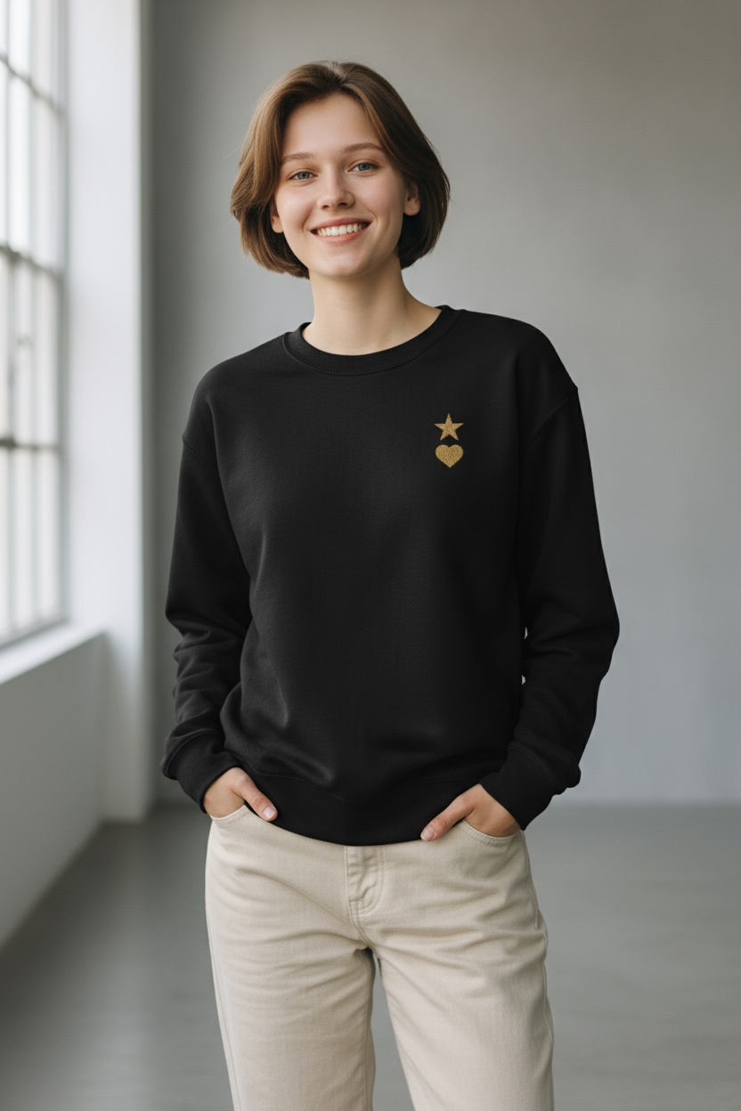 AUNO Black & Gold Womens Premium Sweatshirt - AUNO