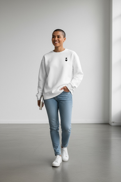 AUNO White & Black Womens Premium Sweatshirt - AUNO