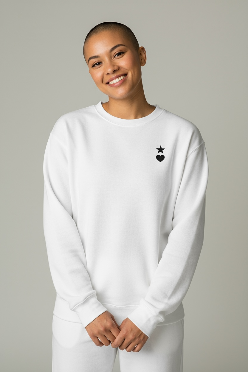 AUNO White & Black Womens Premium Sweatshirt - AUNO