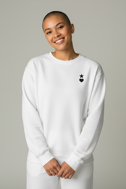 AUNO White & Black Womens Premium Sweatshirt - AUNO