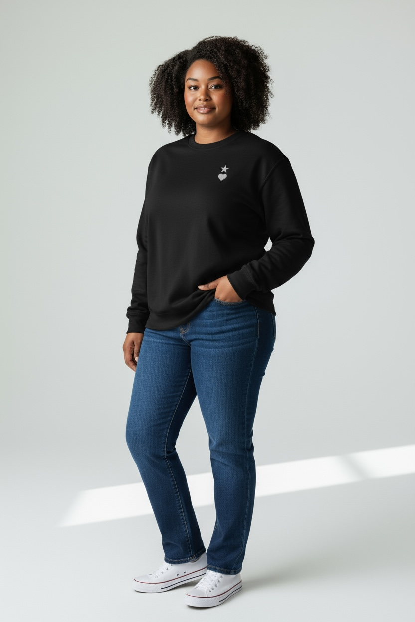 AUNO Black & White Womens Premium Sweatshirt - AUNO