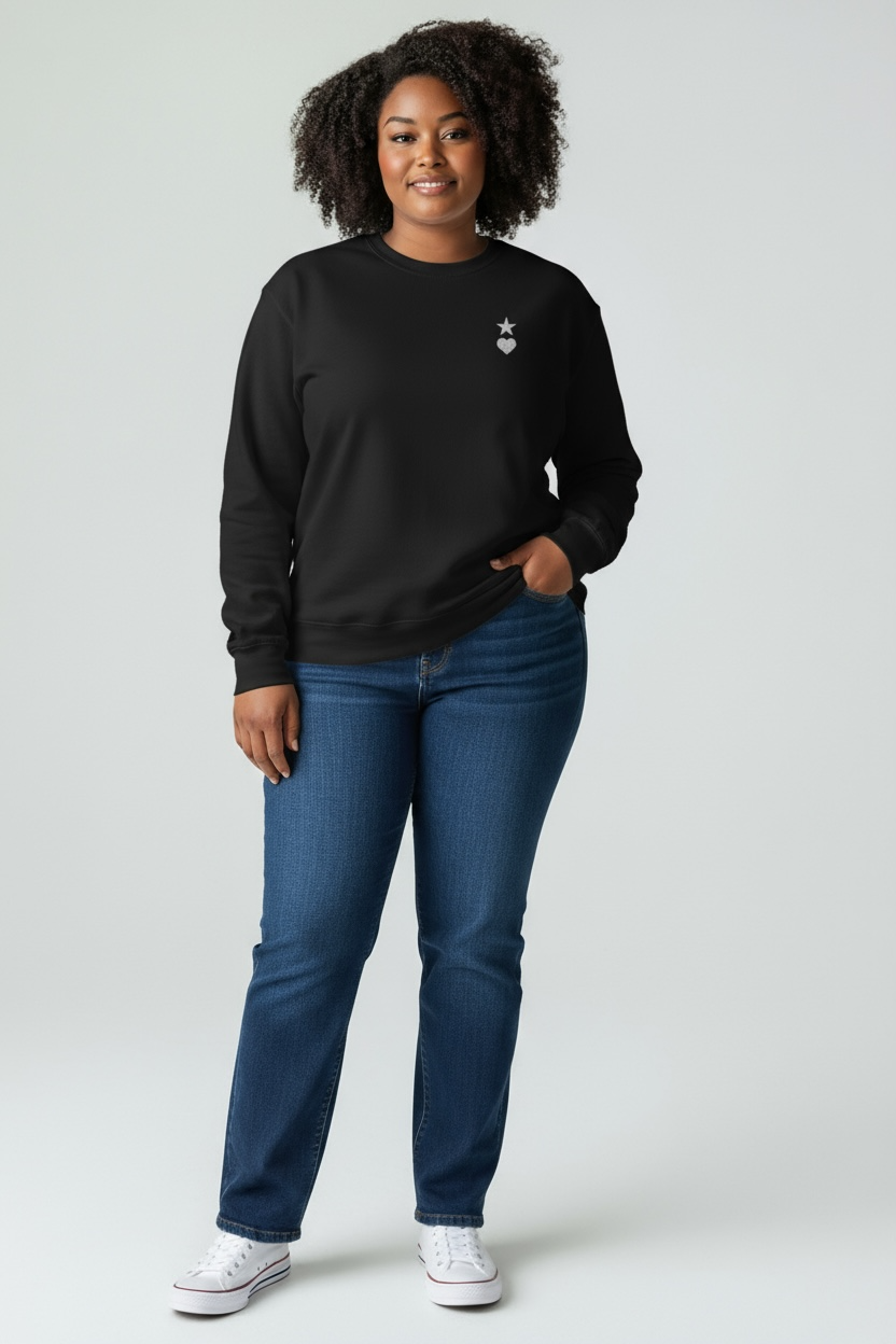 AUNO Black & White Womens Premium Sweatshirt - AUNO