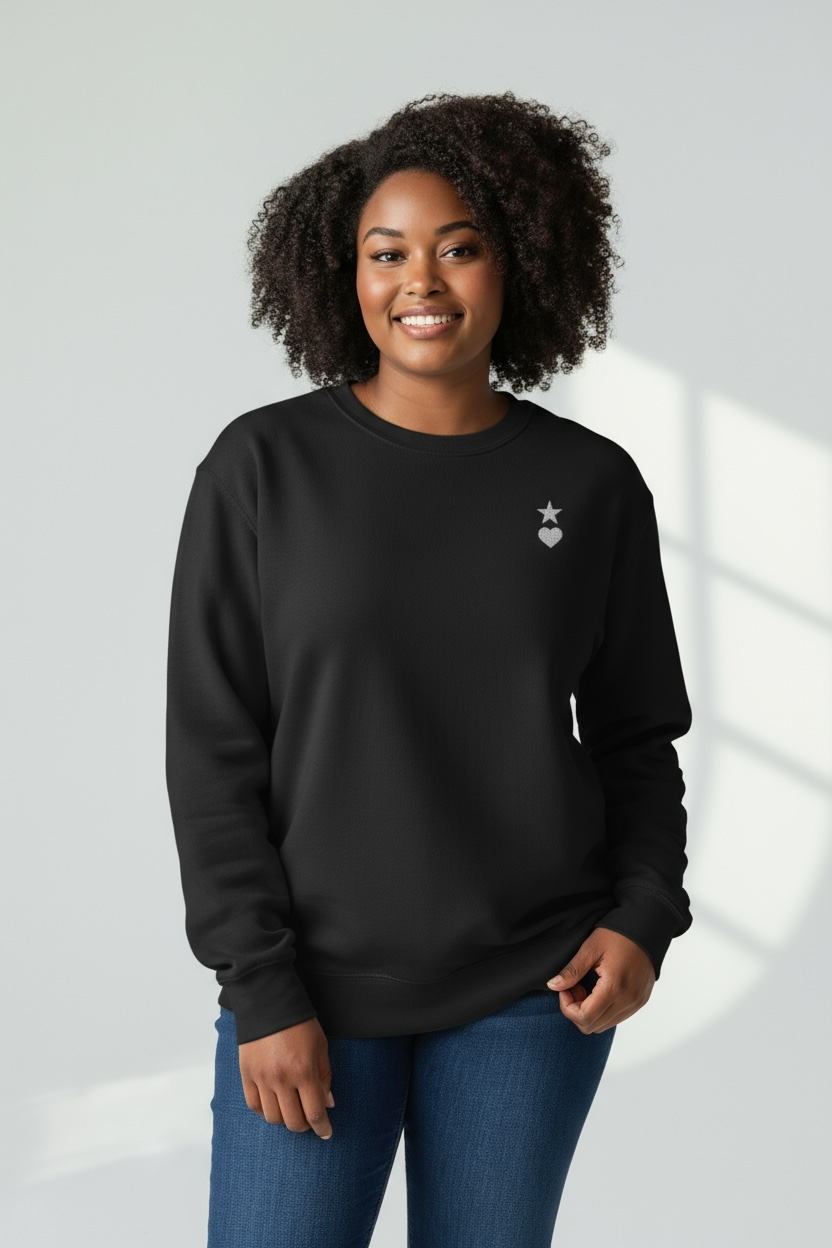 AUNO Black & White Womens Premium Sweatshirt - AUNO