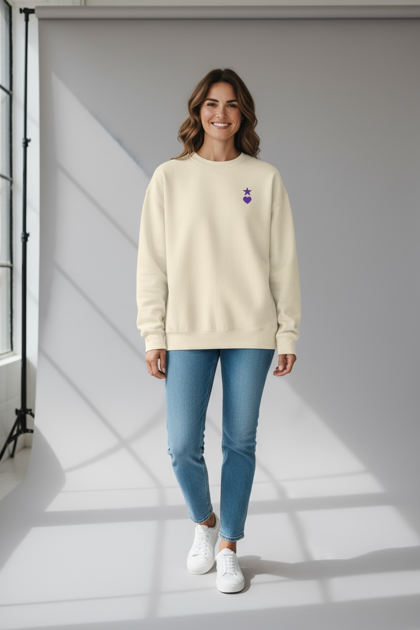 AUNO Bone & Purple Womens Premium Sweatshirt - AUNO