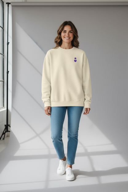 AUNO Bone & Purple Womens Premium Sweatshirt - AUNO