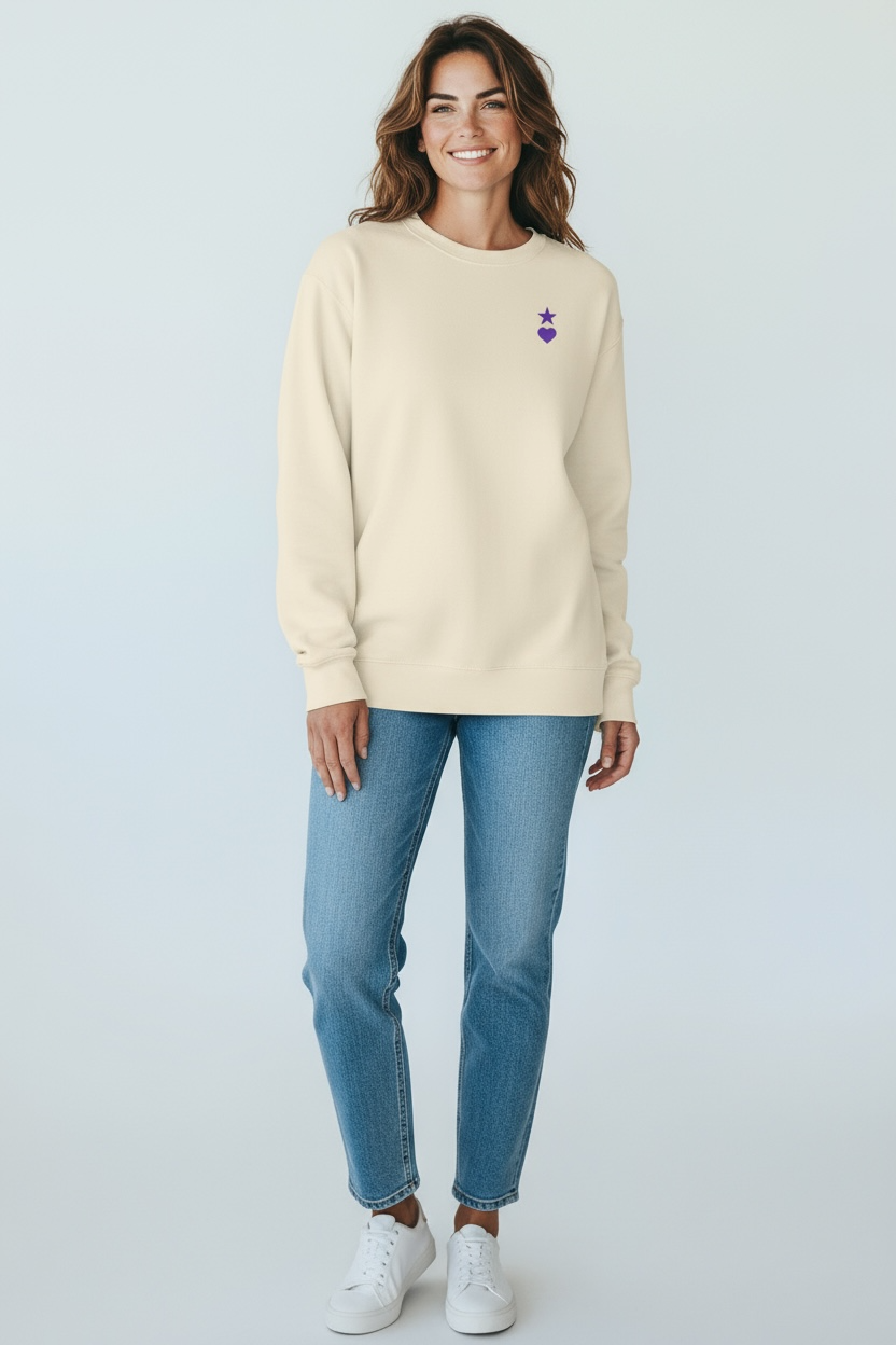 AUNO Bone & Purple Womens Premium Sweatshirt - AUNO