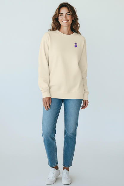 AUNO Bone & Purple Womens Premium Sweatshirt - AUNO