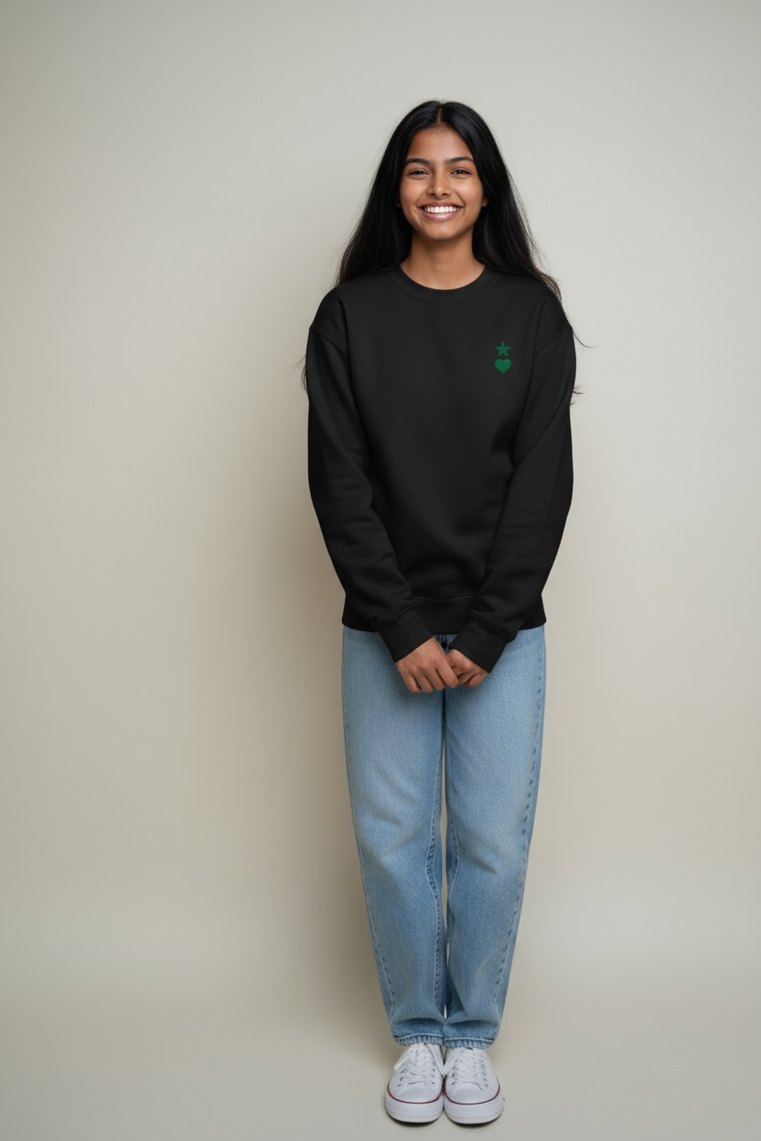 AUNO Black & Green Womens Premium Sweatshirt - AUNO