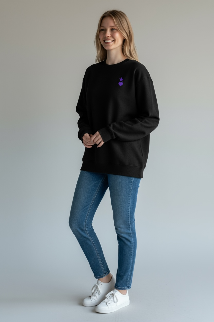 AUNO Black & Purple Womens Premium Sweatshirt - AUNO