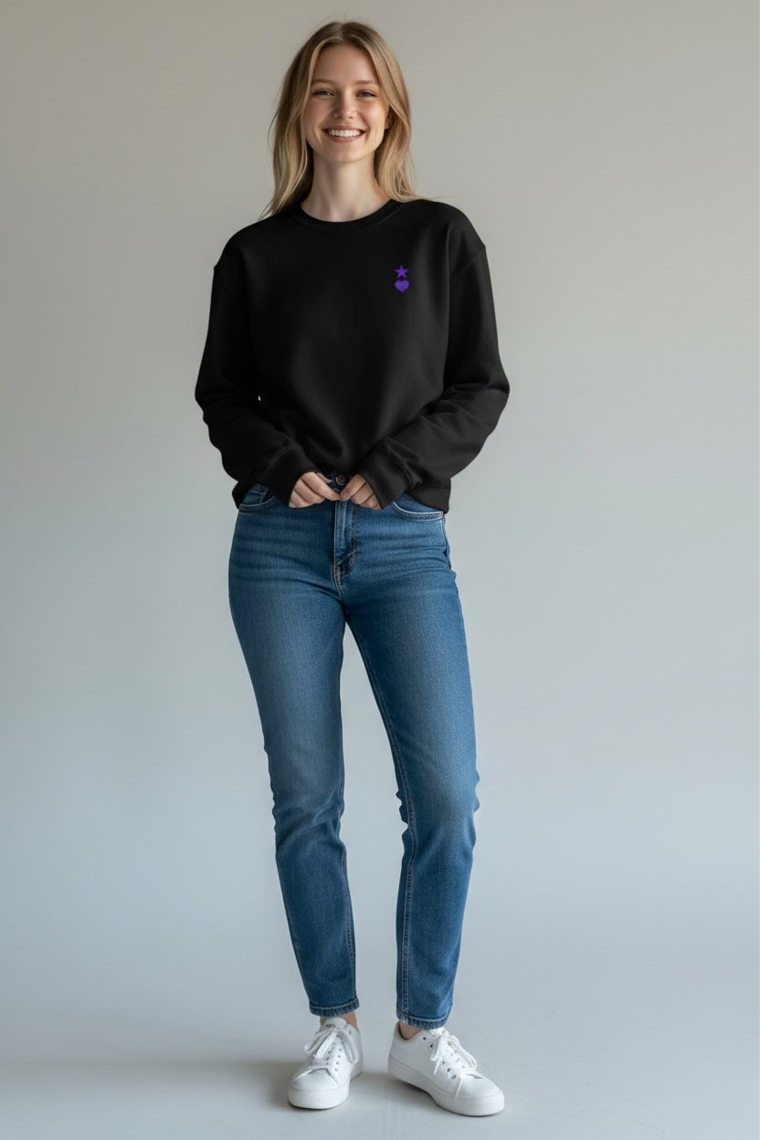 AUNO Black & Purple Womens Premium Sweatshirt - AUNO