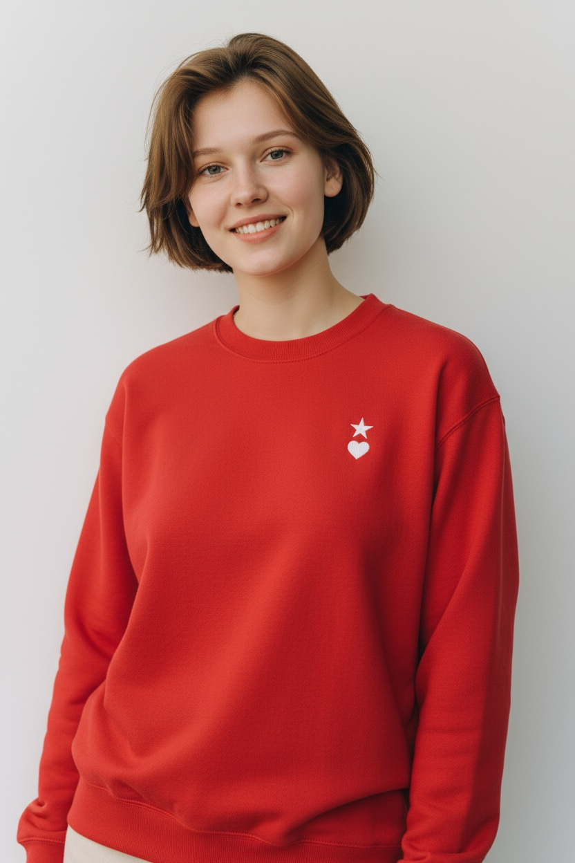 AUNO Red & White Womens Premium Sweatshirt - AUNO