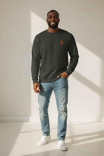 AUNO Charcoal Heather & Orange Premium Mens Sweatshirt - AUNO
