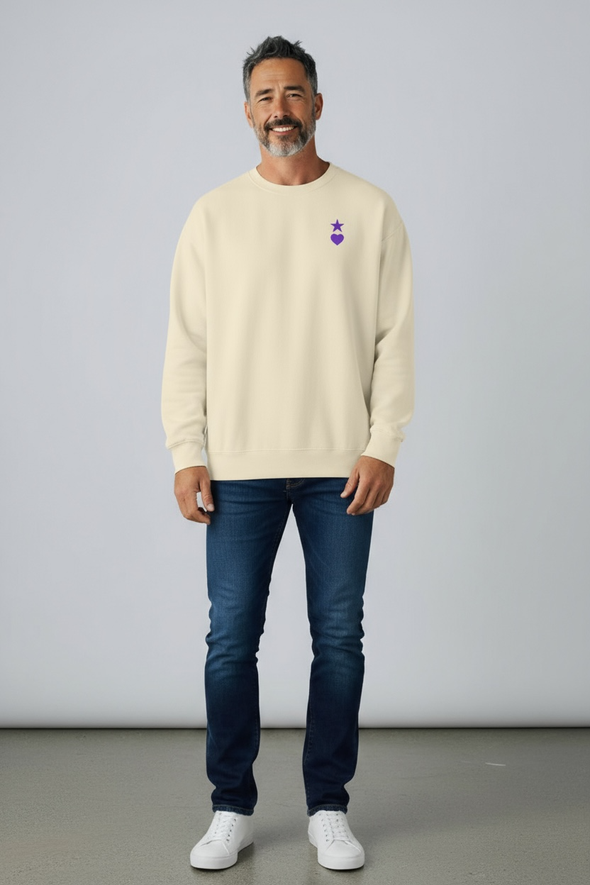 AUNO Bone & Purple Premium Mens Sweatshirt - AUNO