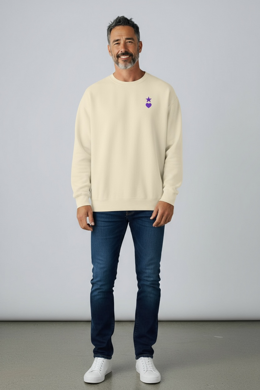 AUNO Bone & Purple Premium Mens Sweatshirt - AUNO