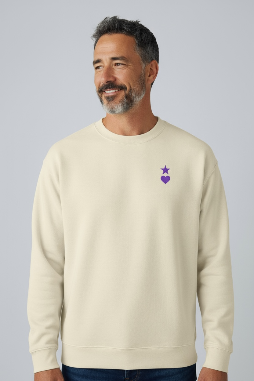 AUNO Bone & Purple Premium Mens Sweatshirt - AUNO